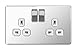 Price comparison product image BG Electrical FPC22W 13 A 2-Gang Metal Double Pole Switched Socket - Flat Polished Chrome