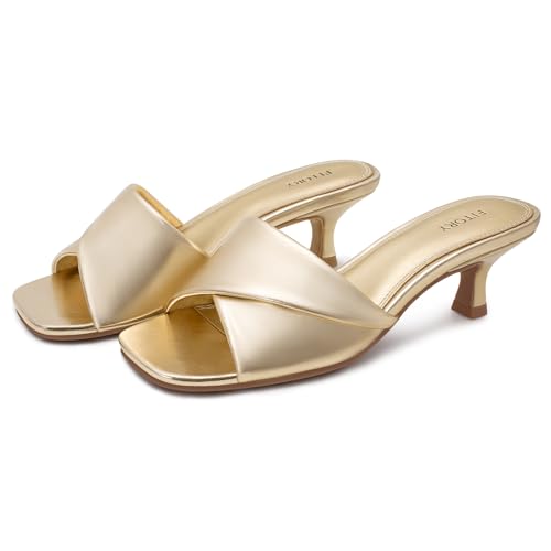 FITORY Womens Kitten Heels,Cross Band Sandals,Dressy Square Open Toe 1.97in by FITORY - Used condition - Image 5