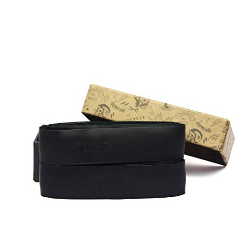 Trip Machine Company Motorcycle Handle bar Leather Grip Wraps - Universal Grips Accelerator Custom Cover wrap Set for Bike Handlebar (Black)