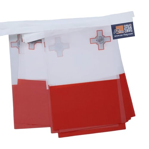 Image of AZ FLAG Malta 6 meters BUNTING Flag 20 flags 9'' x 6'' - Maltese STRING flags 15 x 21 cm