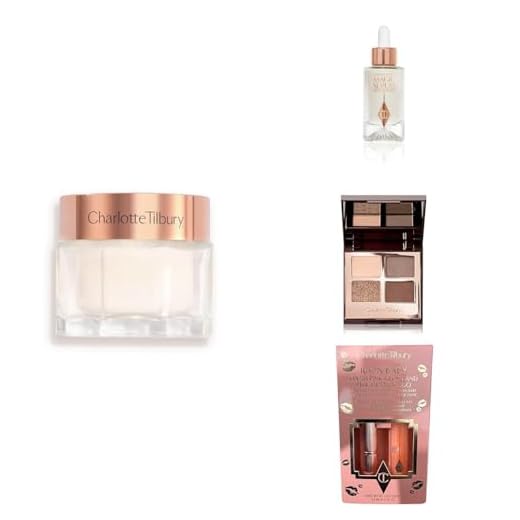 Charlotte Tilbury Beauty Set: Magic Cream (50ml), Magic Face Serum (30ml), Golden Goddess Luxury Eyeshadow Quad & Icon Baby Pink Lipstick-Gloss Duo