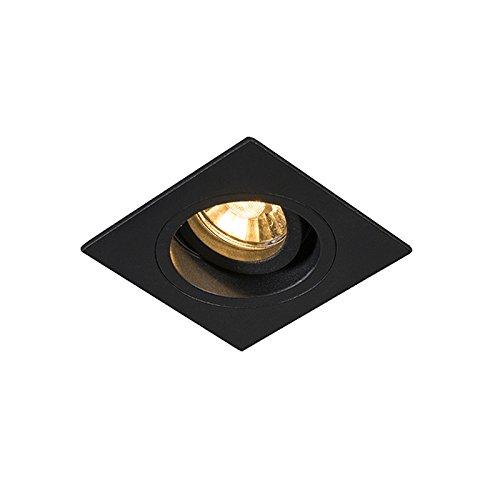 Qazqa - Modern recessed Spotlight Black 9.3 cm rotatable and tiltable - Chuck- - Modern - Suitable for LED GU10 | 1 Way Light - Steel Recessed Way Light - Suitable for Living Room I Kitchen I Bedroo