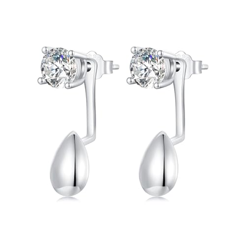 Boucles d'oreilles avant et arrière en argent avec CZ poire éclatant et durable