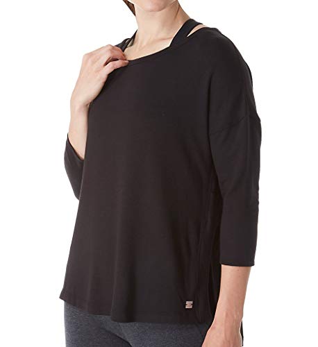 Calvin Klein Performance Womens Heather Scoop Neck Shirts & Tops Black XL