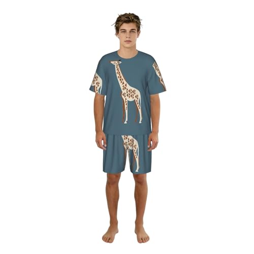 Pyjama short homme contre la chaleur avec motif girafe tachetée