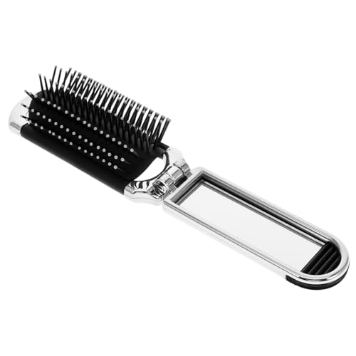 OSOLADY 折りたたみ式エアバッグヘアブラシ ミニヘアコーム ミラー付き 旅行用サイズ 女性用携帯用ヘアコーム トラベルシーン対応 コンパクト収納可能