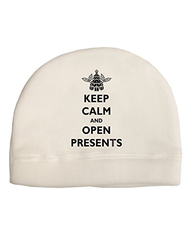 TOOLOUD Keep Calm and Open Presents Christmas Child Fleece Beanie Cap Hat White