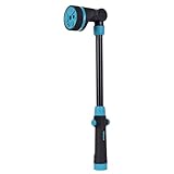 Gilmour Long Reach Button Control Watering Wand, 19" Hose Sprayer with 5 Spray Modes, Ergonomic Grip, Leak-Free Metal Build, Swivel Connect, Best for Hanging Baskets, Flower Beds, Seniors