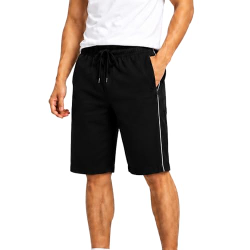 Image of Shorts Pant for Men |Cotton Hosiery Regular Fit Half Pant for Man with 2 Side Zip Pockets | Solid Side Stripe Design, Black, Navy, Dark Grey, M-4XL, Men's Shorts | Knee Length