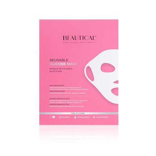 BEAUTICAL Reusable Silicone Face Mask for Skincare Sheet Mask Holder for Face Medical Grade Silicone Mask Locks in Serums & Moisture Washable Reusable & Travel Friendly