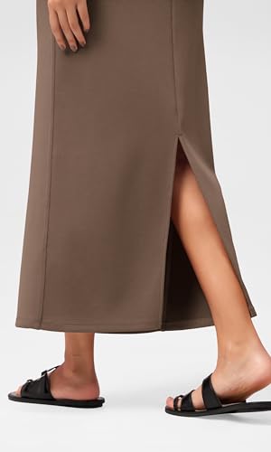 Image of ODODOS Modal Soft Maxi Skirt for Women, Back Slit High Waist Casual Long Pencil Skirts
