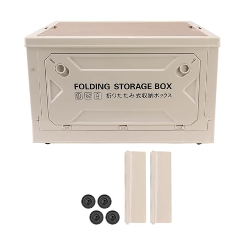 Qcwwy Caja de Almacenamiento Plegable para Acampar, Caja de Almacenamiento Plegable, Gran Capacidad de Carga, 50L, Gran Capacidad, Apilable Muy Bien para Picnic (Gris blanco)