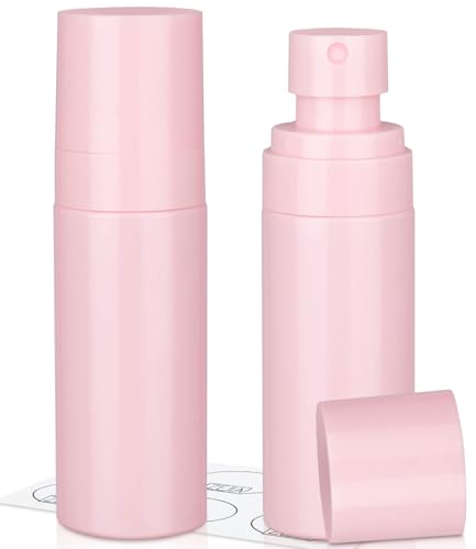 ZEJIA Small Spray Bottle 2OZ Travel Spray Bottle Mini Plastic Spray Bottles for Face with 6pcs Labels (Pink)