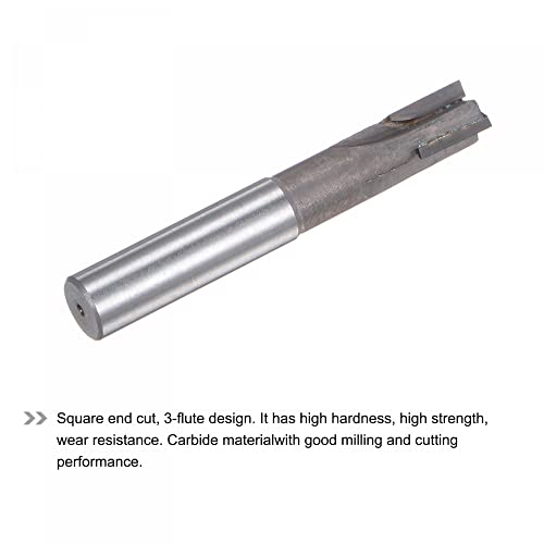 Image of uxcell Square Nose End Mill, 12mm Cutting Dia Tungsten Carbide Tip 3 Straight Flutes Milling Cutter with 12mm Straight Shank