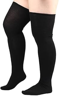 DRESHOW Plus Size Women Thigh High Socks Striped Over Knee Long Boot Stockings Knee High Socks Leg Warmers