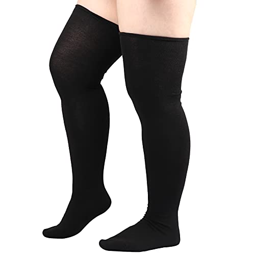 Image of DRESHOW Plus Size Thigh High Socks Striped Over Knee Long Boot Stockings Knee High Tube Socks Leg Warmers for Women