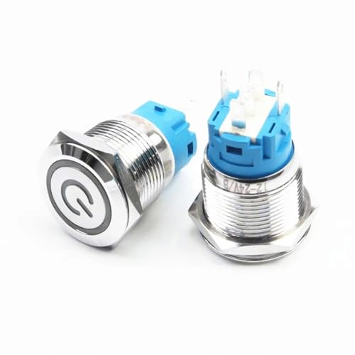 Bouton poussoir de sonnette et démarrage moteur 19mm en métal éclairé 12V 24V