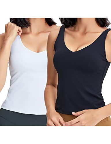 Image of POSHDIVAH Longline Sports Bra Workout Tank Tops | Padded, Removable Pads, Built in bra, Wirefree, Buttery Smooth, Soft, Fitness, Running, Yoga, Wide Straps, U-back