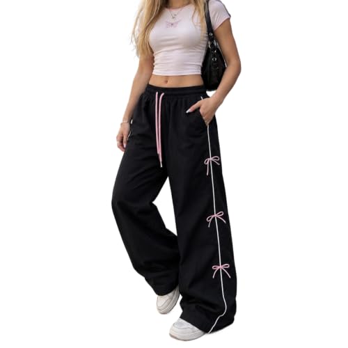 Amazon.com: Buzoh Women's Baggy Pants - Y2K Black Low-Waisted Pink