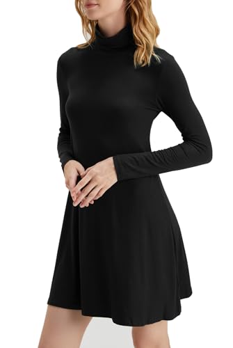 KEEDONE Women's Long Sleeve Turtleneck Casual Loose T-Shirt Dresses4