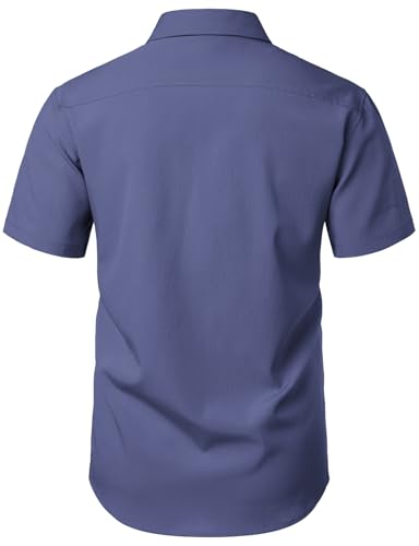 Image of JEMITOP Mens Stretch Wrinkle Free Texture Shirts