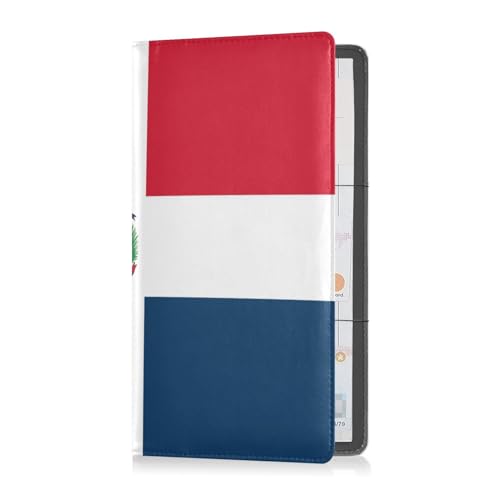 Custodia per libretto e assicurazione da da auto pelle PU per uomini e donne per qualsiasi da da auto camion moto rimorchio o barca bandiera della Repubblica Dominicana Multi 1 size