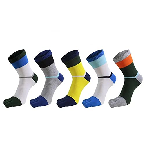 Harajuku Five Fingers Crew Socks Boys 5 Pairs Men's Casual Socks Cotton Colorful Striped