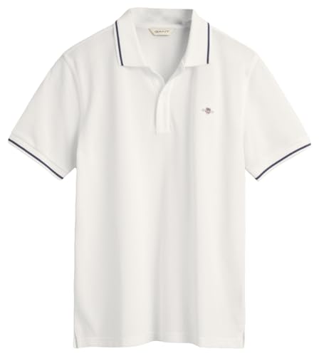 Gant Unisex Para CriançA. 902553 PóLo Shield Teens Em Piqué Branco (9/10AñOs= 134/140Cm), Casual, AlgodãO, CláSsico, Manga Curta, Moda Infan-image