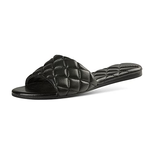 Image of JATAREA Women's Slip-On Flat Sandals with Round Open Toe | Dressy Summer Slides for Women