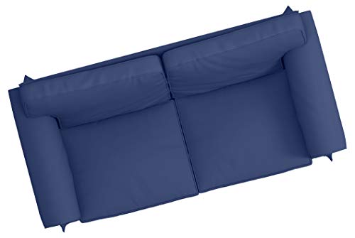 Image of Cotton Ektorp Loveseat Cover Compatible with IKEA 2 Seat Sofa Slipcover | Heavy Duty Cotton Ektorp Two Seat Cover Replacement Only Blue Color