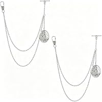 SUPERFINDINGS 2 STK Blumen Taschenuhrkette Aus Messing Abnehmbarer Medaillon Anhänger Uhrenkette Westenkette T Bar Uhrenkette Platin Uhrenkette Für Herren Anzug Hemd