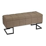 PIE DE CAMA METAL CHOCOLATE Versa Mannar Taburete pie de cama para el Dormitorio, Banco para el Hall o la Entrada, Baúl con espacio de almacenaje, Medidas (Al x L x An) 40 x 42 x 105 cm, Algodón y Madera, Color Marrón
