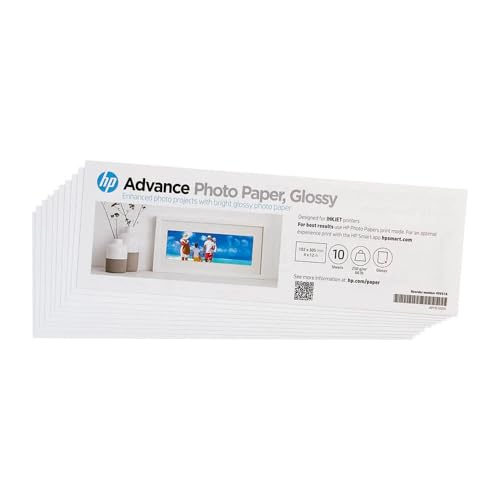 HP Advanced Fotopapier glänzend, 29,5 kg, 4 x 12 Zoll (101 x 305 mm), 10 Blatt