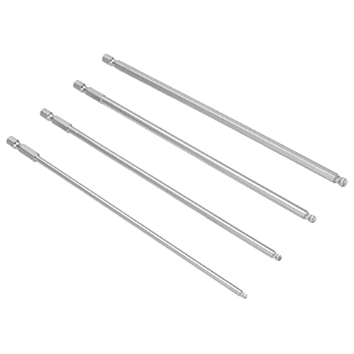 Aramox Ball End Hex Screwdriver Bit, 4Pcs Hex Screwdriver Bit Set S2 Steel Magnetic Metric Ball Head Hex Bits 1/4 Inch Hex Shank Hex Head Allen Wrench Screwdriver Bit Set(200Mm) #TOP23