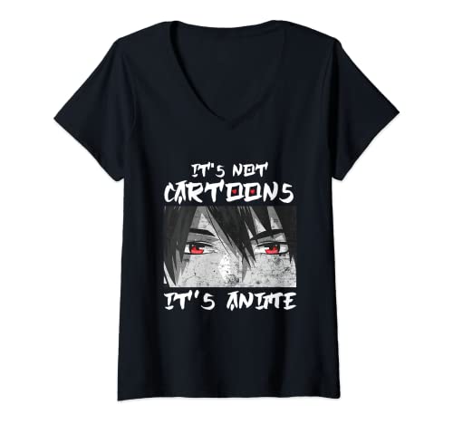 Mujer It's Not Cartoons It's Anime Boy Otaku Japanese Manga Kawaii Camiseta Cuello V