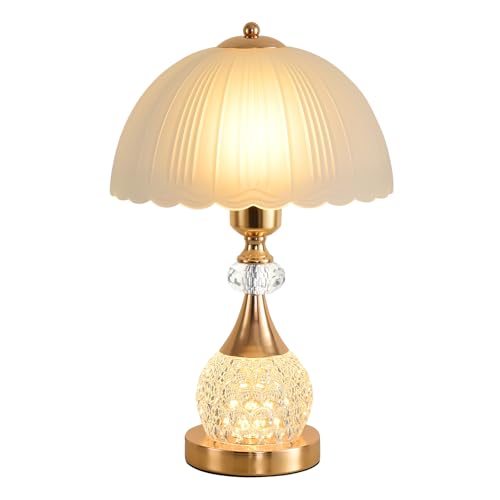 xiaojuande Bedside Table Lamp Petal Light Luxury Crystal Push Button Switch Bedroom Living Room Den Control Dimming Warm Atmosphere Decoration Desk Lamp