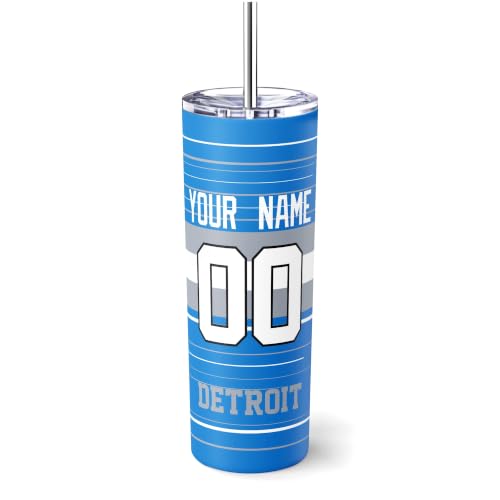 Image of Detroit Tumbler 20oz Travel Mug Custom Name and Number Gifts | Stainless Steel Insulated Coffee Cup for Women Men