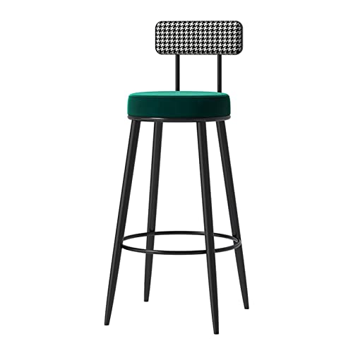 Juego de 1 taburete de bar de terciopelo para desayuno, con respaldo y patas de metal, taburetes altos elegantes para el hogar, bar/isla de cocina