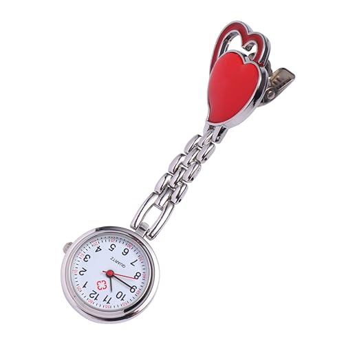 FRCOLOR Reloj De Bolsillo para Enfermera Creativo Colgante para Médicos con Forma De Corazón Rojo