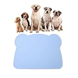 FENGZIZH Cat Food Mat, Silicone Dog Food Mat - BPA-Free, Easy Clean Pet Feeding Mat for Small Medium Cats Dogs - Non-Slip Waterproof Bowl Placemat for Home Trave (Blue)