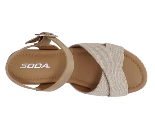 Image of Soda inchFIRELY inch ~ Women Round Toe Crisscross Band Platform Espadrille Wedge Sandal with Adjustable Ankle Strap