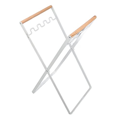 Supporto per Sacco della Spazzatura Pieghevole, Supporto per Sacco della Spazzatura Supporto per Sacco della Spazzatura in Gomma Manico in Legno Supporto in Ferro Aspetto Piatto Supporto per(Bianco)