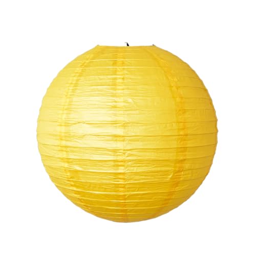 Image of Wanna Party 10 inch Yellow Round Paper Lanterns Decorative Hanging Chinese Japanese Paper Lanterns Lamp for Birthday Halloween Wedding Baby Bridal Shower Fall Home Decor Party Decoration
