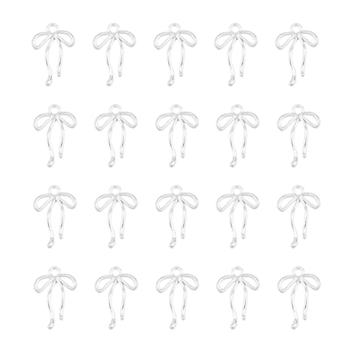 DICOSMETIC 100Pcs Alloy Bow Tie Charms Tibetan Bowknot Charms Silver