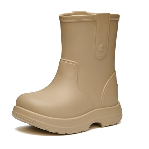 Ladeheid x Camminare Botas de Agua Niña y Niño EVA – Zapatos de Lluvia para Niños Unisex, Bota de Goma Impermeable, Antideslizante y Ligero, Calzado Infantil LA-CA-18 (Camel, 24/25 EU)