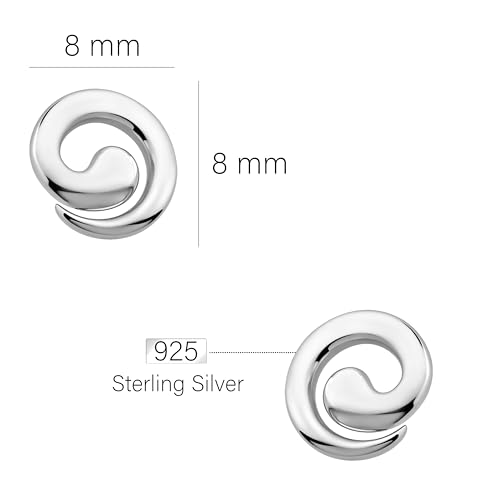 SOFIA MILANI - Solid 925 Sterling Silver Earrings for Women - Wave Spiral Stud Earrings - 206384