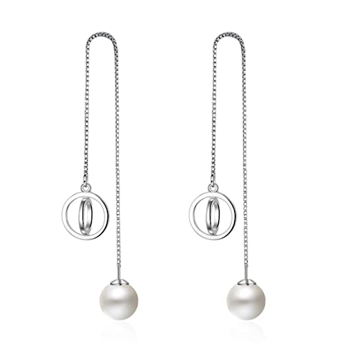 Boucles d'oreilles pendantes de mariage avec perle blanche chic pour femme aux oreilles percées