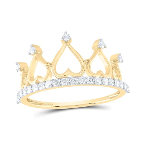 Jewels By Lux 14Kt Yellow or White Gold 1/3 Ctw Natural Diamond Fashion Crown Ring, Womens Size: 5-9 - Main Image