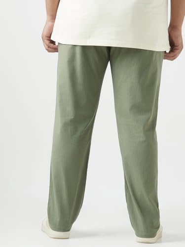 Image of Bewakoof Men's Mid Rise Solid Regular Fit Pure Cotton Plus Size Pant