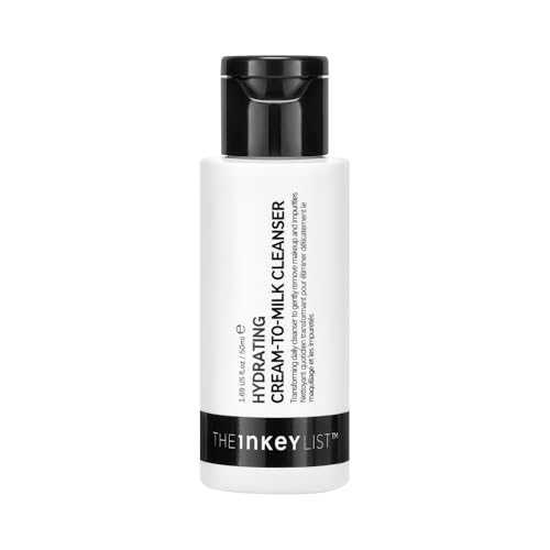 The INKEY List Limpiador hidratante crema-leche 50 ml con 5% leche de arroz y ácido hialurónico; limpieza suave que no decapa, no reseca ni irrita; hidrata y disuelve maquillaje; y apto para veganos.